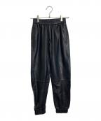 ALL SAINTSオールセインツ）の古着「JEN CUFF JOGGER レザーパンツ　ラムレザー　羊革」｜ブラック