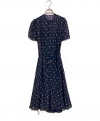 RALPH LAUREN Purple Labelラルフ ローレン パープル レーベル）の古着「総柄半袖ワンピース　シルクワンピース　ロングワンピース　イタリア製」｜ネイビー