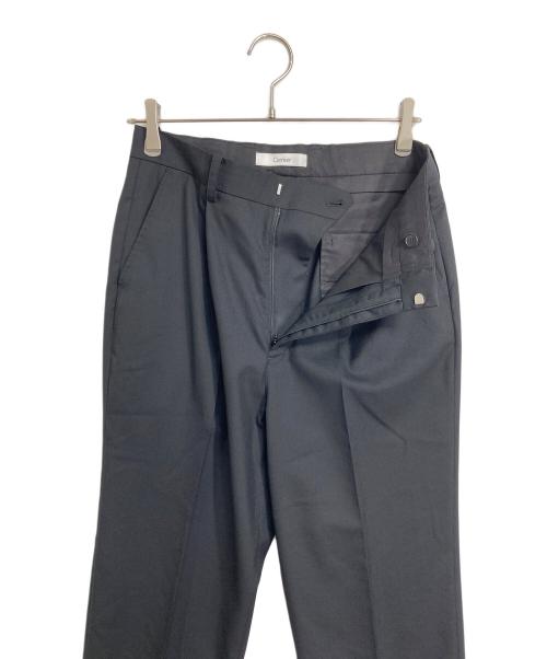 cornier（コルニエ）Cornier (コルニエ) スラックス　センタープレスパンツ　ウールパンツ　タックパンツ ブラック サイズ:Sの古着・服飾アイテム