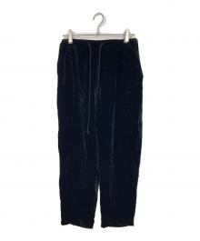 WILLOW（ウィロー）の古着「Velvet drawstring pants  ベルベットドローストリングパンツ 日本製」｜ブラック