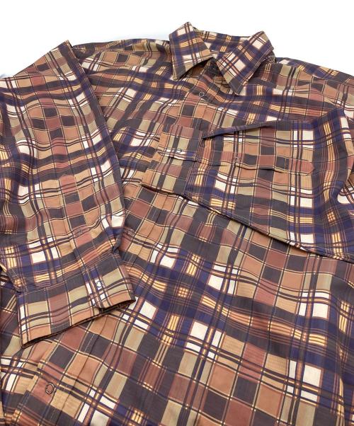 BURLAP OUTFITTER（バーラップアウトフィッター）BURLAP OUTFITTER (バーラップアウトフィッター) L/S B.B SHIRT PRINTED ナイロンシャツ　ビッグサイズ オレンジ サイズ:L 未使用品の古着・服飾アイテム