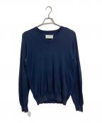 Maison Margiela×COMME des GARCONS×10 corso comoメゾンマルジェラ×コムデギャルソン×ディエチ コルソコモ）の古着「エルボーパッチVネックニット　イタリア製　ここのえ期」｜ネイビー