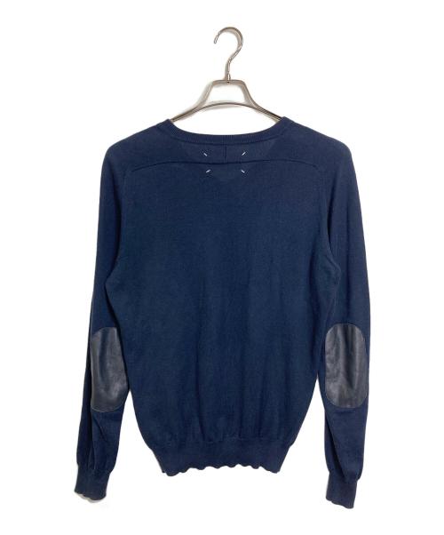 Maison Margiela（メゾンマルジェラ）Maison Margiela (メゾンマルジェラ) COMME des GARCONS (コムデギャルソン) 10 corso como (ディエチ コルソコモ) エルボーパッチVネックニット　イタリア製　ここのえ期 ネイビー サイズ:Sの古着・服飾アイテム
