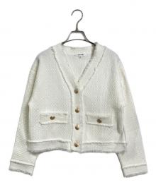 Mystrada（マイストラーダ）の古着「ツイードニットジャケット」｜ホワイト