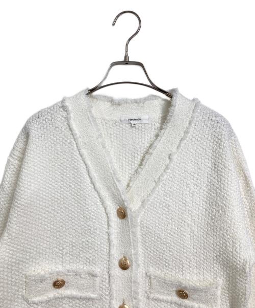 Mystrada（マイストラーダ）Mystrada (マイストラーダ) ツイードニットジャケット ホワイト サイズ:36の古着・服飾アイテム