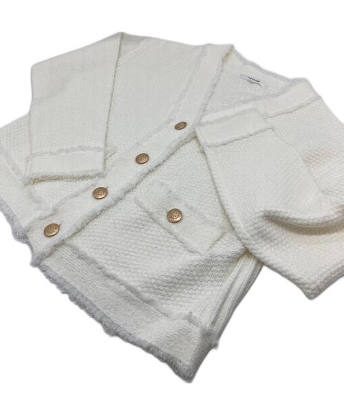 Mystrada（マイストラーダ）Mystrada (マイストラーダ) ツイードニットジャケット ホワイト サイズ:36の古着・服飾アイテム