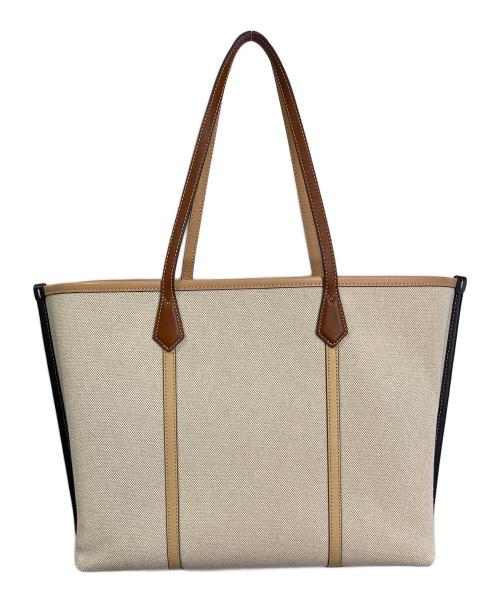 TORY BURCH（トリーバーチ）TORY BURCH (トリーバーチ) PERRY キャンバストートバッグ LARGE  ベージュ サイズ:実寸参照の古着・服飾アイテム