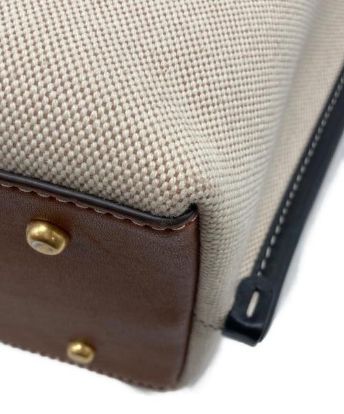 TORY BURCH（トリーバーチ）TORY BURCH (トリーバーチ) PERRY キャンバストートバッグ LARGE  ベージュ サイズ:実寸参照の古着・服飾アイテム