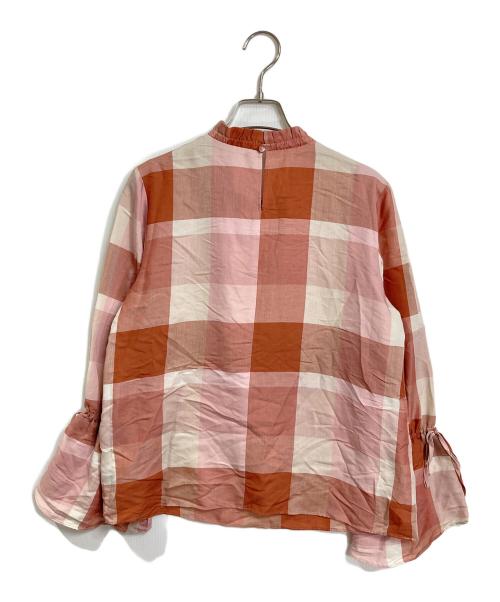BLUE LABEL CRESTBRIDGE（ブルーレーベルクレストブリッジ）BLUE LABEL CRESTBRIDGE (ブルーレーベルクレストブリッジ) パフスリーブチェックブラウス　 ピンク サイズ:38の古着・服飾アイテム