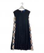 BLUE LABEL CRESTBRIDGEブルーレーベルクレストブリッジ）の古着「サイドチェックノースリーブワンピース」｜ブラック