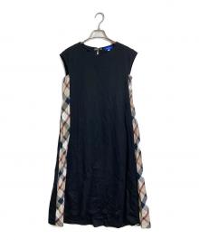 BLUE LABEL CRESTBRIDGE（ブルーレーベルクレストブリッジ）の古着「サイドチェックノースリーブワンピース」｜ブラック