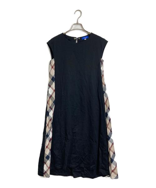 BLUE LABEL CRESTBRIDGE（ブルーレーベルクレストブリッジ）BLUE LABEL CRESTBRIDGE (ブルーレーベルクレストブリッジ) サイドチェックノースリーブワンピース ブラック サイズ:36の古着・服飾アイテム