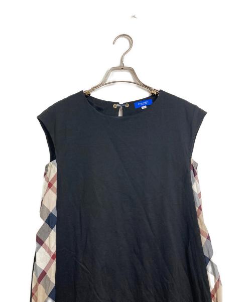 BLUE LABEL CRESTBRIDGE（ブルーレーベルクレストブリッジ）BLUE LABEL CRESTBRIDGE (ブルーレーベルクレストブリッジ) サイドチェックノースリーブワンピース ブラック サイズ:36の古着・服飾アイテム