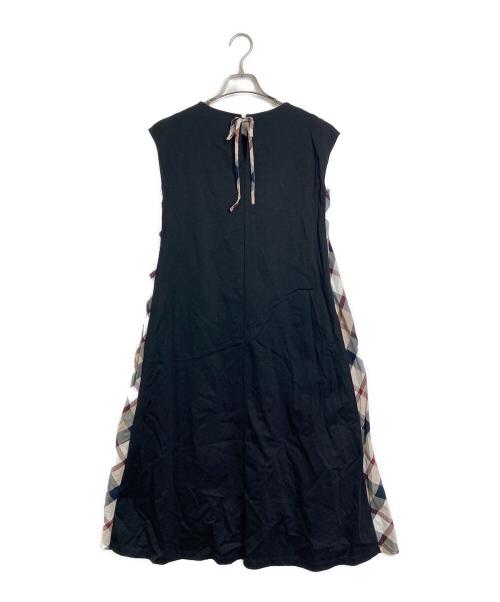 BLUE LABEL CRESTBRIDGE（ブルーレーベルクレストブリッジ）BLUE LABEL CRESTBRIDGE (ブルーレーベルクレストブリッジ) サイドチェックノースリーブワンピース ブラック サイズ:36の古着・服飾アイテム