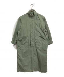 Traditional Weatherwear（トラディショナルウェザーウェア）の古着「ELGIN LONG スタンドカラーコート　ロングコート　アウター　ライトアウター」｜グリーン