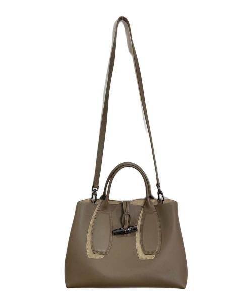 LONGCHAMP（ロンシャン）LONGCHAMP (ロンシャン) ショルダーバッグ ロゾ　 2WAYバッグ　ハンドバッグ　セレモニー ブラウン サイズ:実寸参照の古着・服飾アイテム