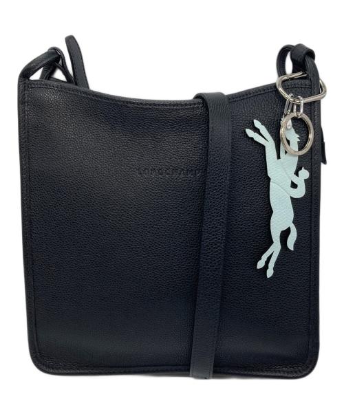 LONGCHAMP（ロンシャン）LONGCHAMP (ロンシャン) ル フローネ ジップクロスボディバッグ　レザーバッグ　ショルダーバッグ ブラック サイズ:実寸参照の古着・服飾アイテム