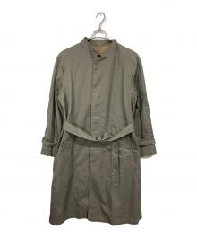 Christian Dior MONSIEUR（クリスチャンディオールムッシュ）の古着「【古着】ノーカラーコート　ロングコート　アウター　ライトアウター」｜オリーブ