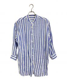 JOURNAL STANDARD relume（ジャーナルスタンダード レリューム）の古着「ストライプフレンチリネンチュニック　麻シャツ」｜ブルー×ホワイト