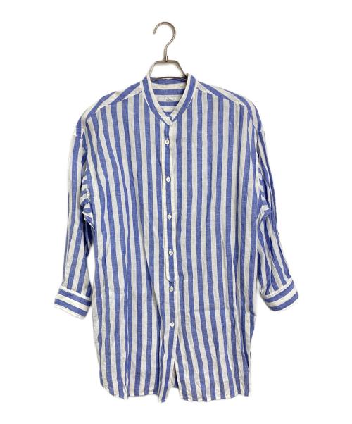 JOURNAL STANDARD relume（ジャーナルスタンダード レリューム）JOURNAL STANDARD relume (ジャーナルスタンダード レリューム) ストライプフレンチリネンチュニック　麻シャツ ブルー×ホワイト サイズ:FREEの古着・服飾アイテム