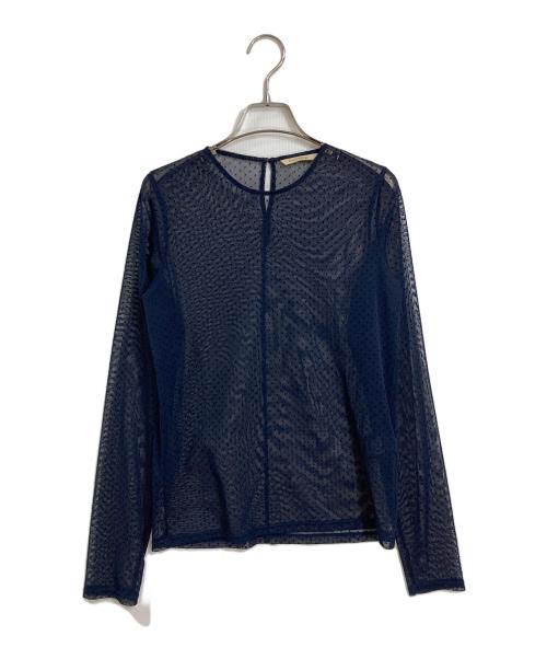 Curensology（カレンソロジー）Curensology (カレンソロジー) ドットチュールブラウス　水玉 ネイビー サイズ:FREEの古着・服飾アイテム