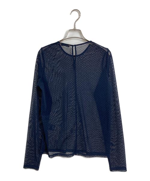 Curensology（カレンソロジー）Curensology (カレンソロジー) ドットチュールブラウス　水玉 ネイビー サイズ:FREEの古着・服飾アイテム