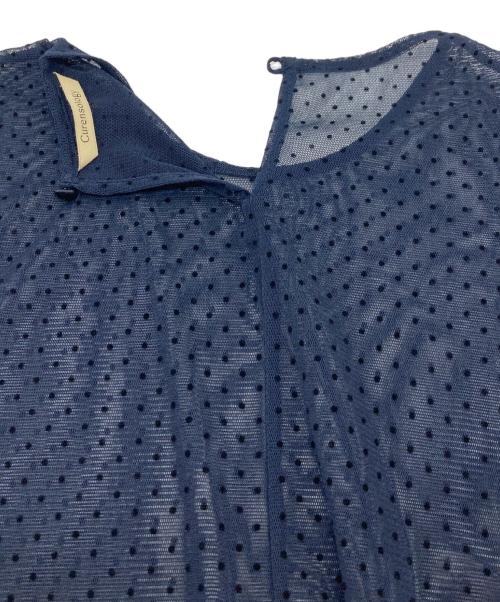 Curensology（カレンソロジー）Curensology (カレンソロジー) ドットチュールブラウス　水玉 ネイビー サイズ:FREEの古着・服飾アイテム