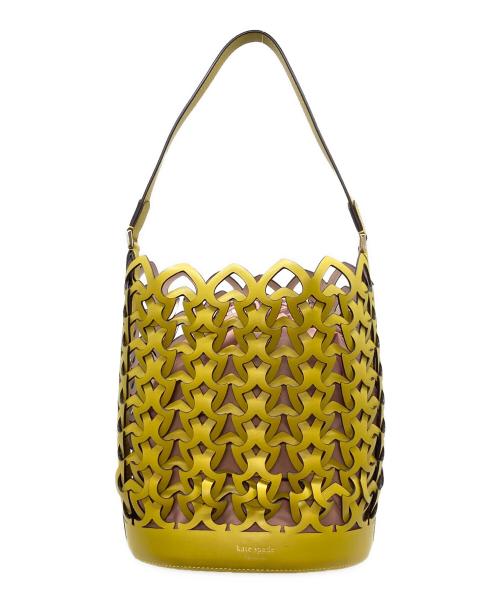 Kate Spade（ケイトスペード）Kate Spade (ケイトスペード) ドリー ミディアム ショルダーバッグ　編み上げバッグ イエロー サイズ:実寸参照の古着・服飾アイテム