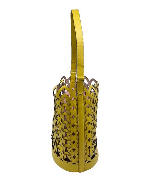 Kate Spade（ケイトスペード）Kate Spade (ケイトスペード) ドリー ミディアム ショルダーバッグ　編み上げバッグ イエロー サイズ:実寸参照の古着・服飾アイテム