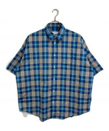 MARKA（マーカ）の古着「半袖チェックシャツ　コットンシャツ　日本製」｜ネイビー×グリーン