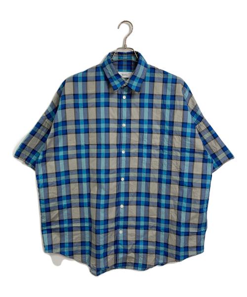 MARKA（マーカ）MARKA (マーカ) 半袖チェックシャツ　コットンシャツ　日本製 ネイビー×グリーン サイズ:2の古着・服飾アイテム