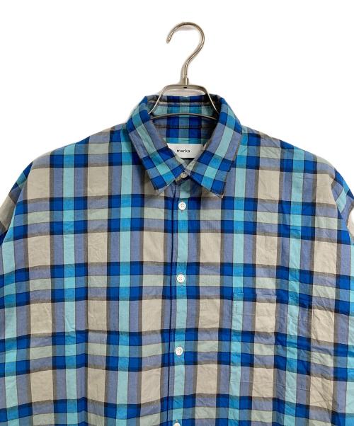 MARKA（マーカ）MARKA (マーカ) 半袖チェックシャツ　コットンシャツ　日本製 ネイビー×グリーン サイズ:2の古着・服飾アイテム