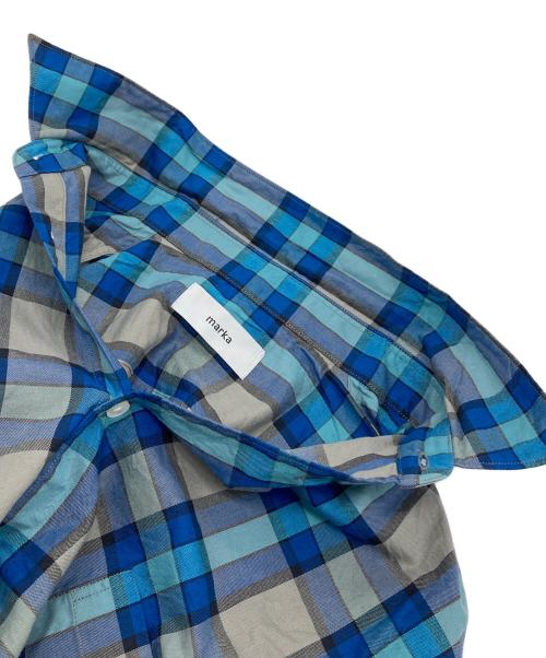 MARKA（マーカ）MARKA (マーカ) 半袖チェックシャツ　コットンシャツ　日本製 ネイビー×グリーン サイズ:2の古着・服飾アイテム