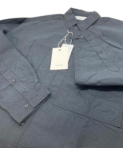 MARKA（マーカ）MARKA (マーカ) UTILITY SHIRT WIDE ORGANIC COTTON TYPEWRITER コットンシャツ　日本製 ブラック サイズ:1 未使用品の古着・服飾アイテム