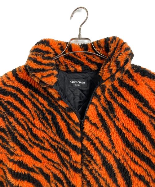 BALENCIAGA（バレンシアガ）BALENCIAGA (バレンシアガ) ボアジャケット　アウター　総柄　イタリア製　ユニセックス オレンジ サイズ:44（実寸参照）の古着・服飾アイテム