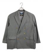 MAISON SPECIALメゾンスペシャル）の古着「CORDURA Wool Prime-Over Peaked Lapel Gold Button Blazer コーデュラウールプライムオーバーピークドラペルゴールドボタンブレザー　金ボタン　アウター　ライトアウター　セレモニー」｜グレー
