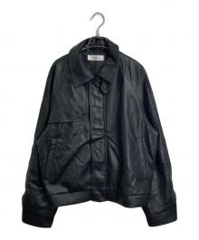 neucon（ニューコン）の古着「ガンフラップZIPレザーブルゾン」｜ブラック