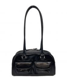 STAND OIL（スタンドオイル）の古着「CHUBBY BAG ポリエステルレザーバッグ　ハンドバッグ」｜ブラック
