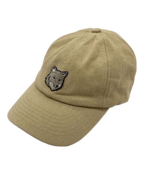 maison kitsune（メゾンキツネ）MAISON KITSUNE (メゾンキツネ) フォックスヘッドキャップ　キャップ　帽子 ベージュ サイズ:実寸参照の古着・服飾アイテム