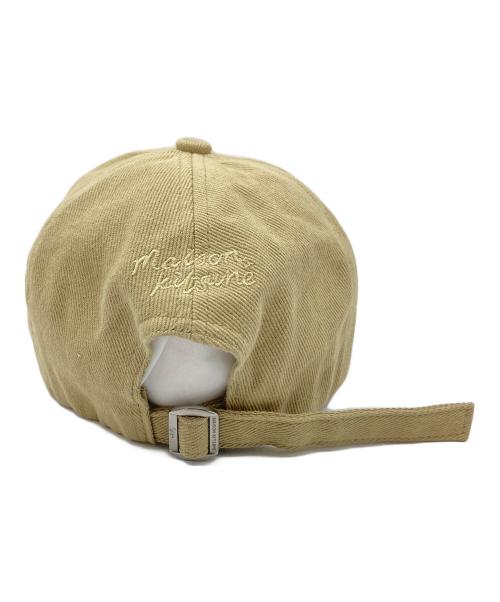 maison kitsune（メゾンキツネ）MAISON KITSUNE (メゾンキツネ) フォックスヘッドキャップ　キャップ　帽子 ベージュ サイズ:実寸参照の古着・服飾アイテム