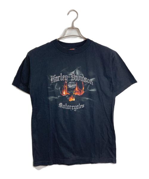 HARLEY-DAVIDSON（ハーレーダビッドソン）HARLEY-DAVIDSON (ハーレーダビッドソン) 【古着】ファイヤースカルプリントTシャツ　半袖カットソー　Tシャツ　Tee  USA製 ブラック サイズ:Mの古着・服飾アイテム