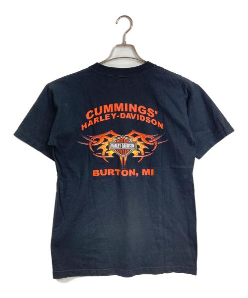 HARLEY-DAVIDSON（ハーレーダビッドソン）HARLEY-DAVIDSON (ハーレーダビッドソン) 【古着】ファイヤースカルプリントTシャツ　半袖カットソー　Tシャツ　Tee  USA製 ブラック サイズ:Mの古着・服飾アイテム