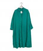 green label relaxingグリーンレーベルリラクシング）の古着「コルトレイクリネンスキッパー Aライン ワンピース」｜グリーン