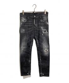 DSQUARED2（ディースクエアード）の古着「ダメージ加工デニムパンツ/Skater Jean」｜ブラック