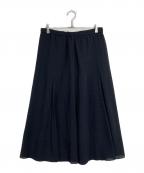 UNTITLEDアンタイトル）の古着「シアーチェック フレアスカート　ロングスカート　日本製」｜ブラック