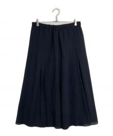 UNTITLED（アンタイトル）の古着「シアーチェック フレアスカート　ロングスカート　日本製」｜ブラック