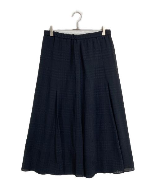 UNTITLED（アンタイトル）UNTITLED (アンタイトル) シアーチェック フレアスカート　ロングスカート　日本製 ブラック サイズ:42の古着・服飾アイテム