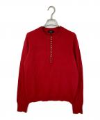 theoryセオリー）の古着「Cashmere Placket Henley Sweater カシミヤニット　セーター」｜レッド