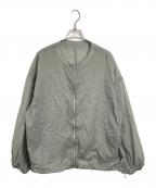 Spick and Spanスピック＆スパン）の古着「シアーフロントZIPブルゾン　ノーカラージャケット　ナイロンジャケット」｜グレー