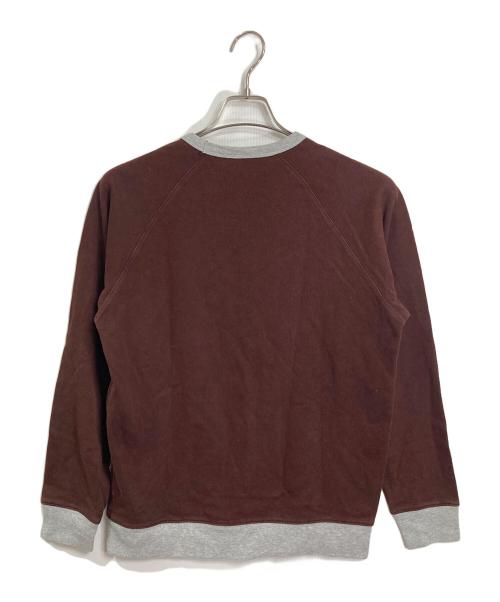 stussy（ステューシー）stussy (ステューシー) プリントスウェット　ブラウン　カレッジプリント　ツートン ブラウン サイズ:MEDIUMの古着・服飾アイテム